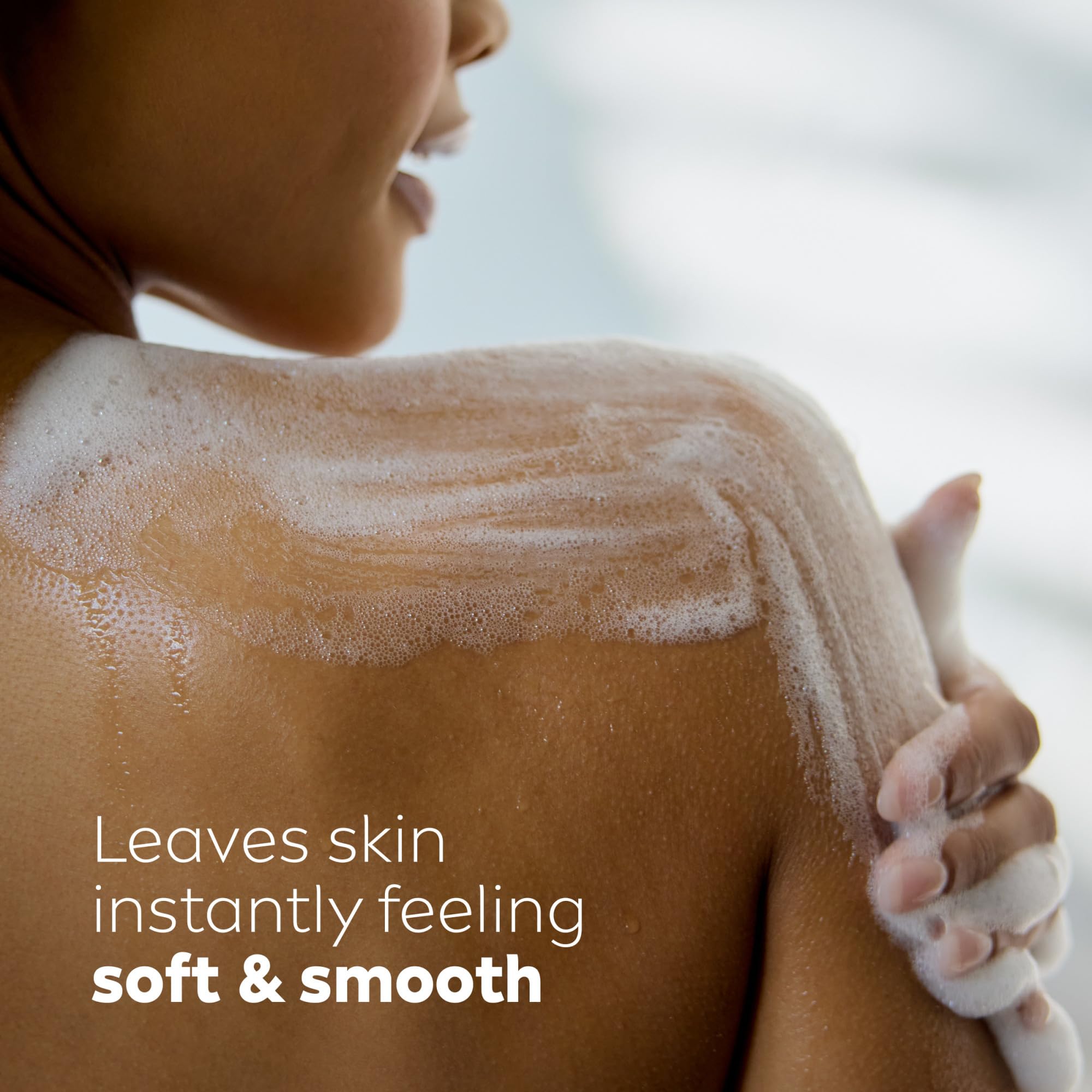 NIVEA Basil White Tea Body Wash shower scene implies clean feeling and uplifting scent.