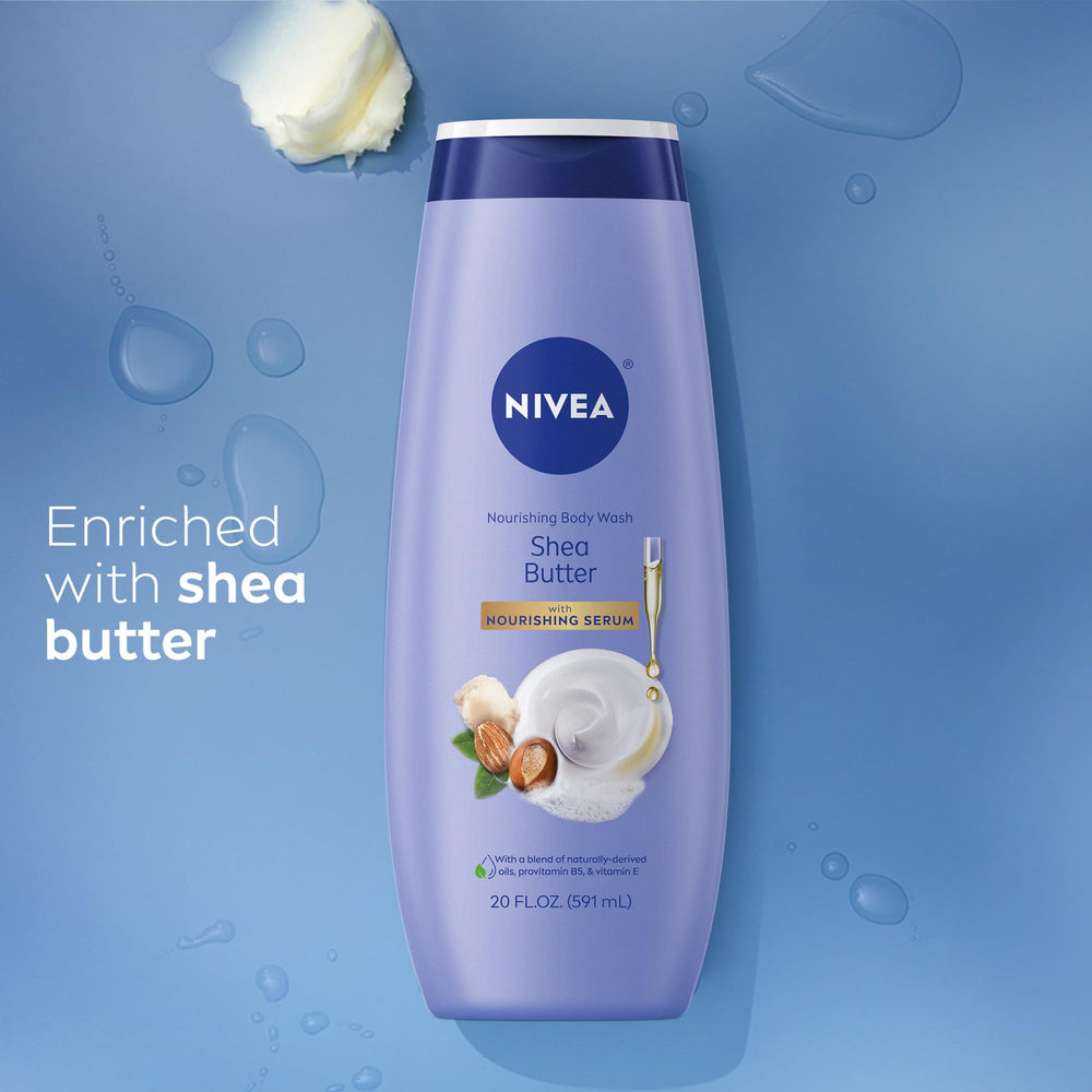 NIVEA bottle close-up highlighting fifty-percent recycled plastic packaging