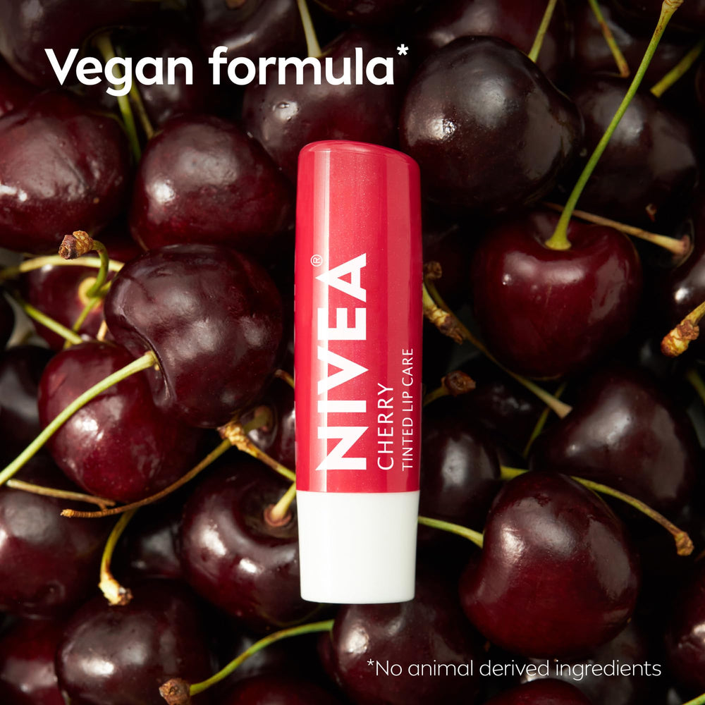 Fórmula vegana de NIVEA Cereza con 98% ingredientes derivados naturalmente.