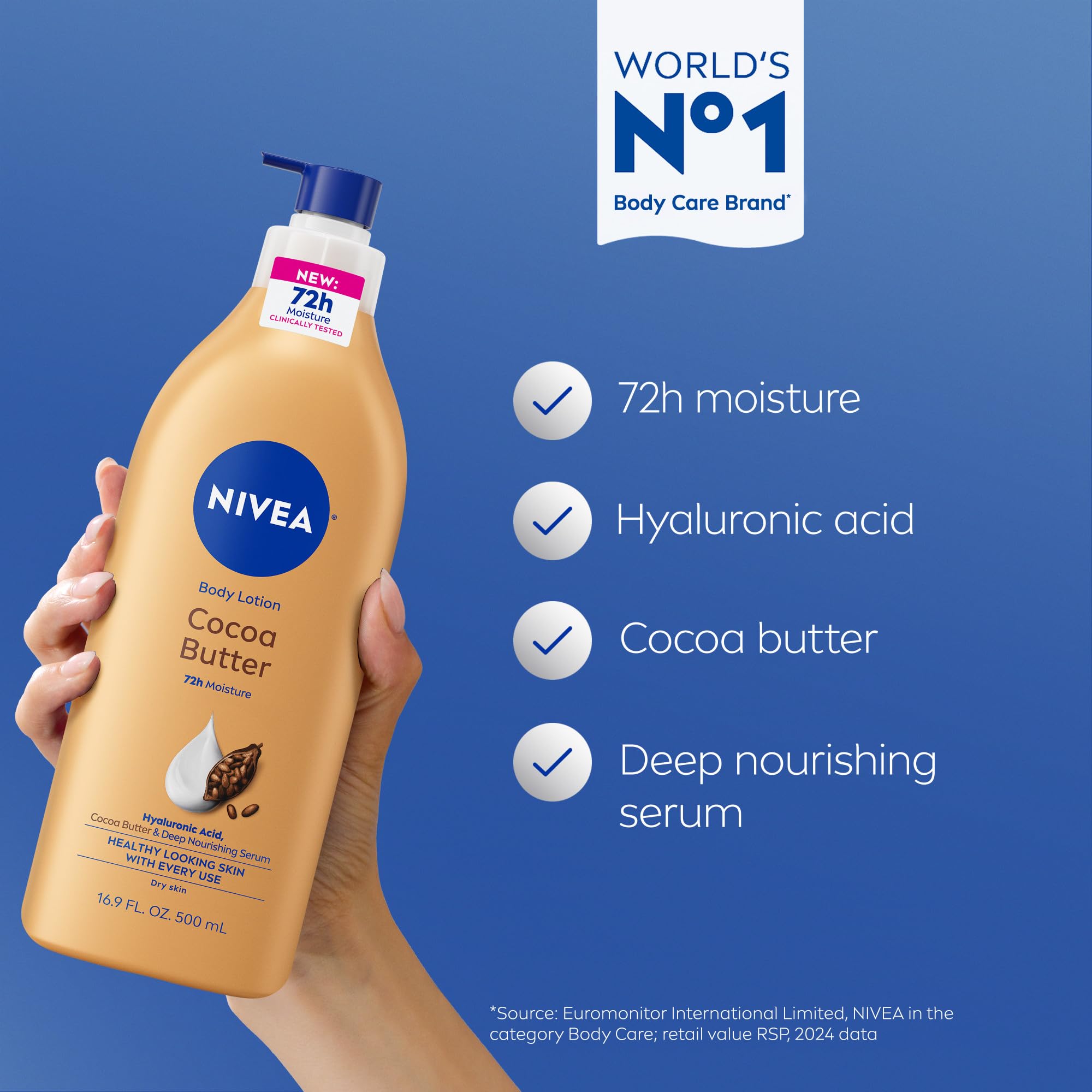Pump dispenser of NIVEA Cocoa Butter Lotion for easy application