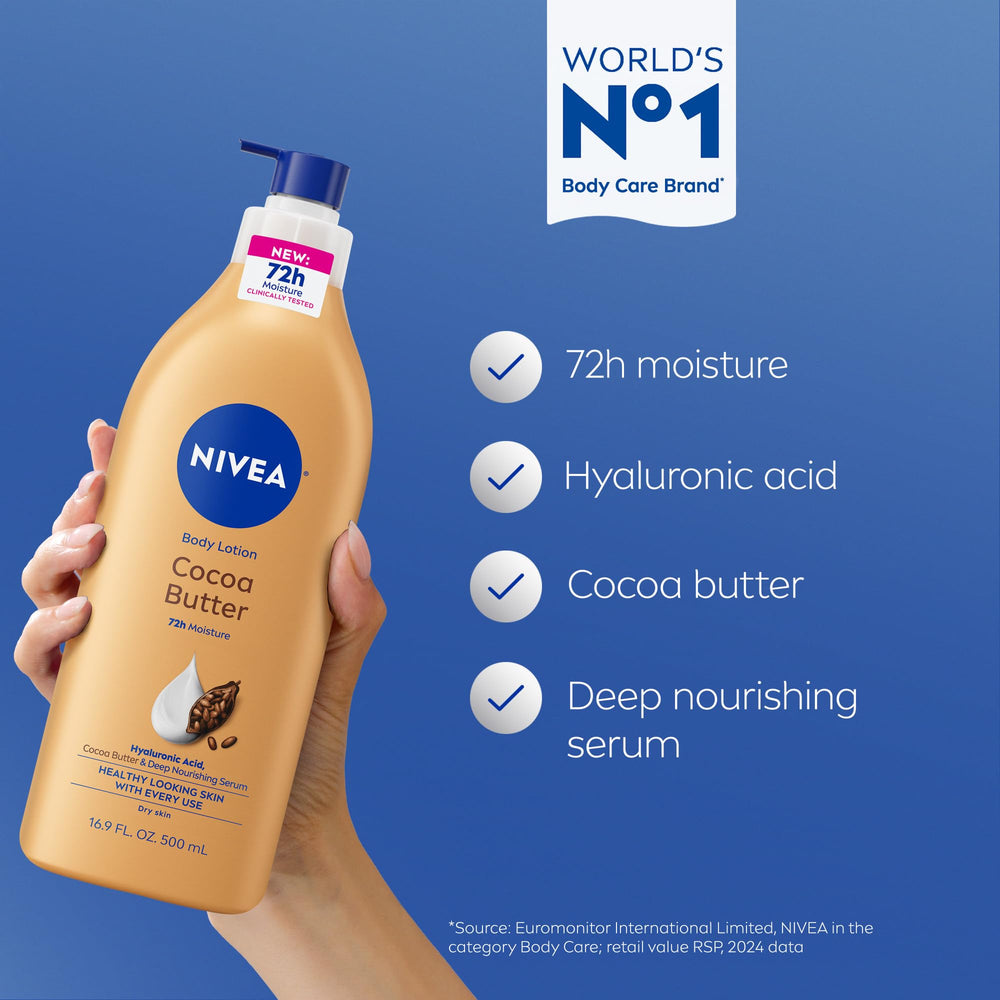 Pump dispenser of NIVEA Cocoa Butter Lotion for easy application