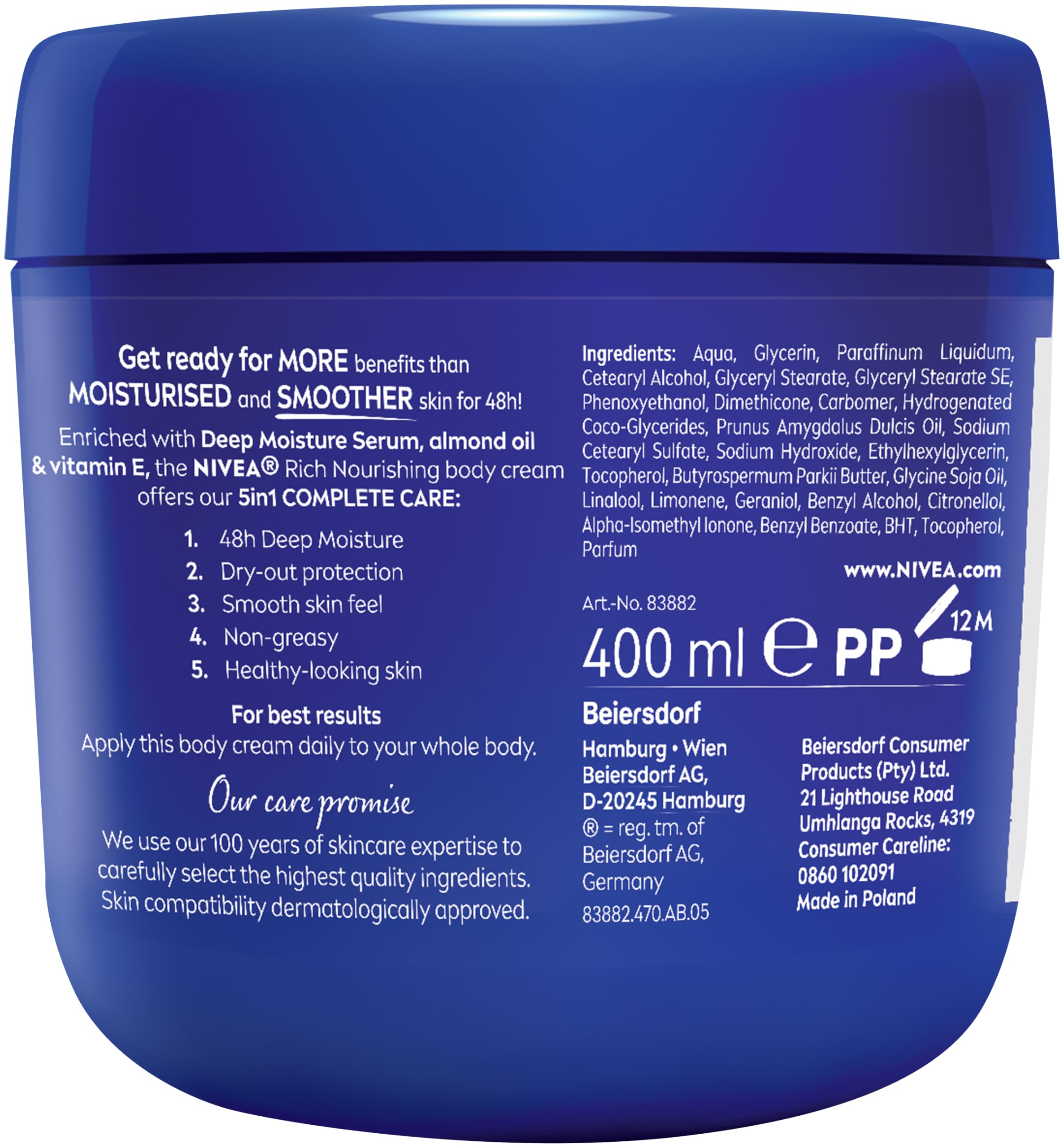 Rutina de cuidado diario con crema NIVEA para piel suave.
