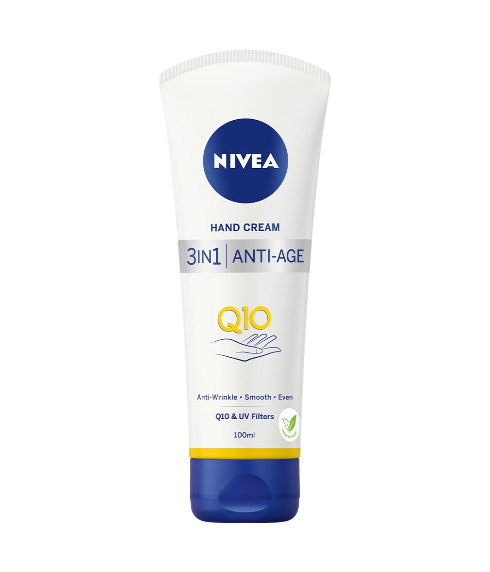 NIVEA crema de manos rejuvenecedora Q10 con textura suave para uso diario.