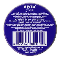 NIVEA Creme 1 oz tin close-up lid highlights classic texture.