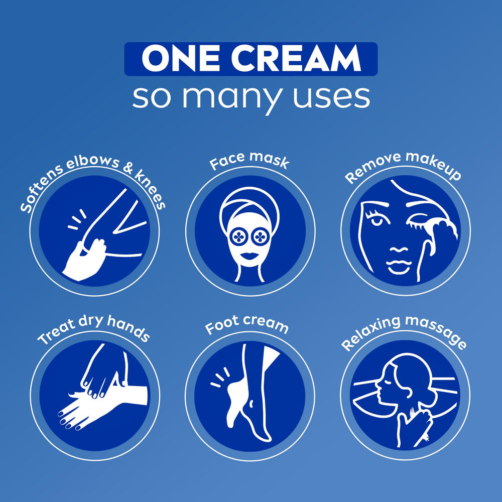Massage motion with NIVEA Creme suggesting a relaxing skincare ritual.