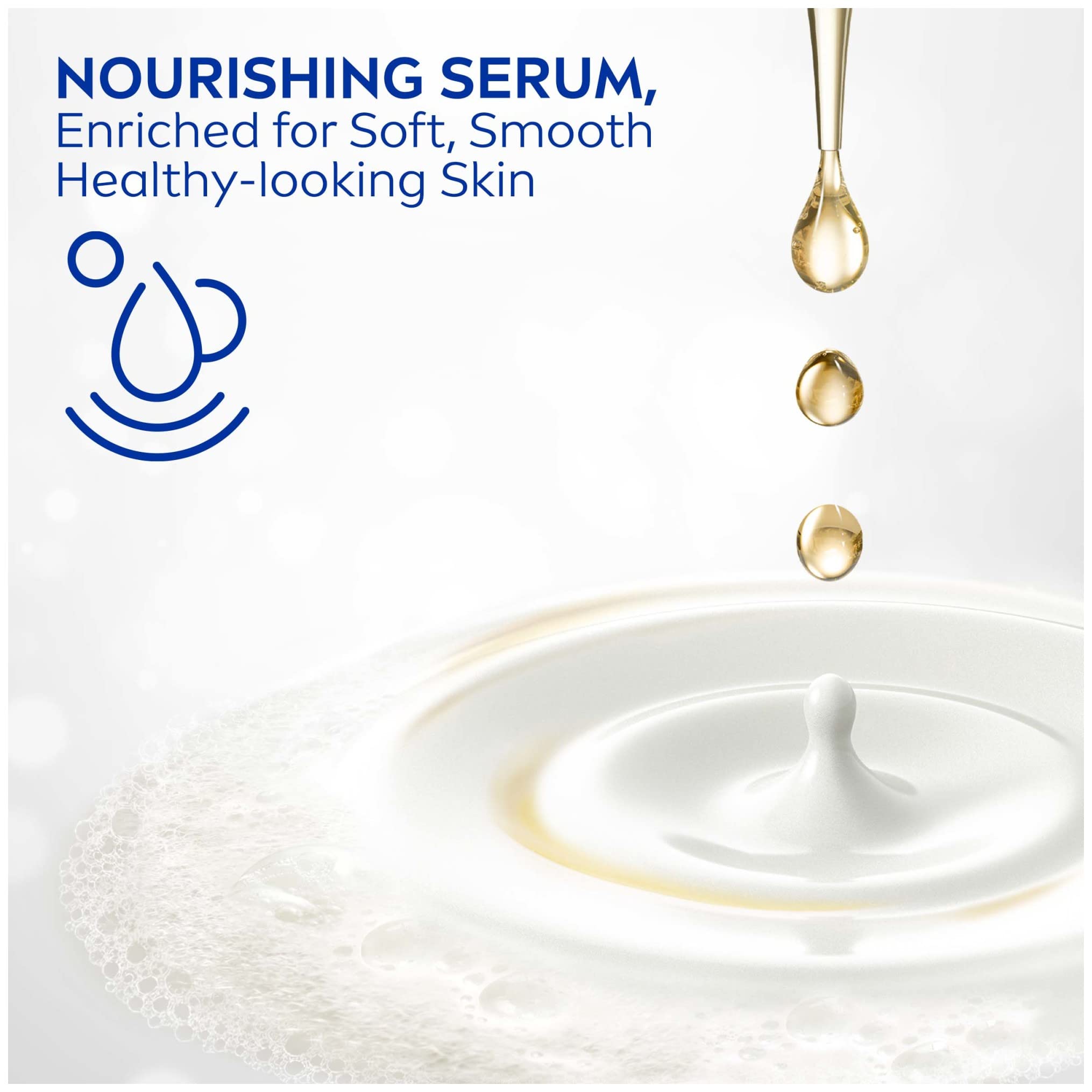 Nourishing serum enrichment visible in NIVEA body wash.