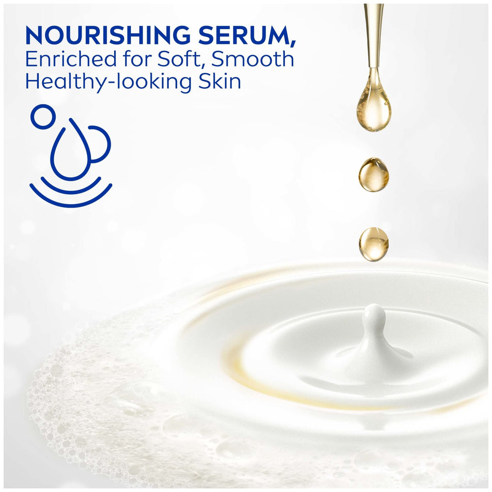Nourishing serum enrichment visible in NIVEA body wash.