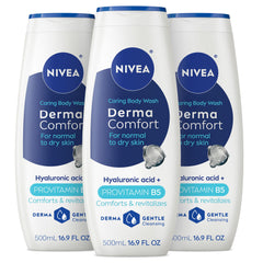 NIVEA Derma Comfort gel de ducha, botella 500 ml, ideal para uso diario en piel normal a seca.