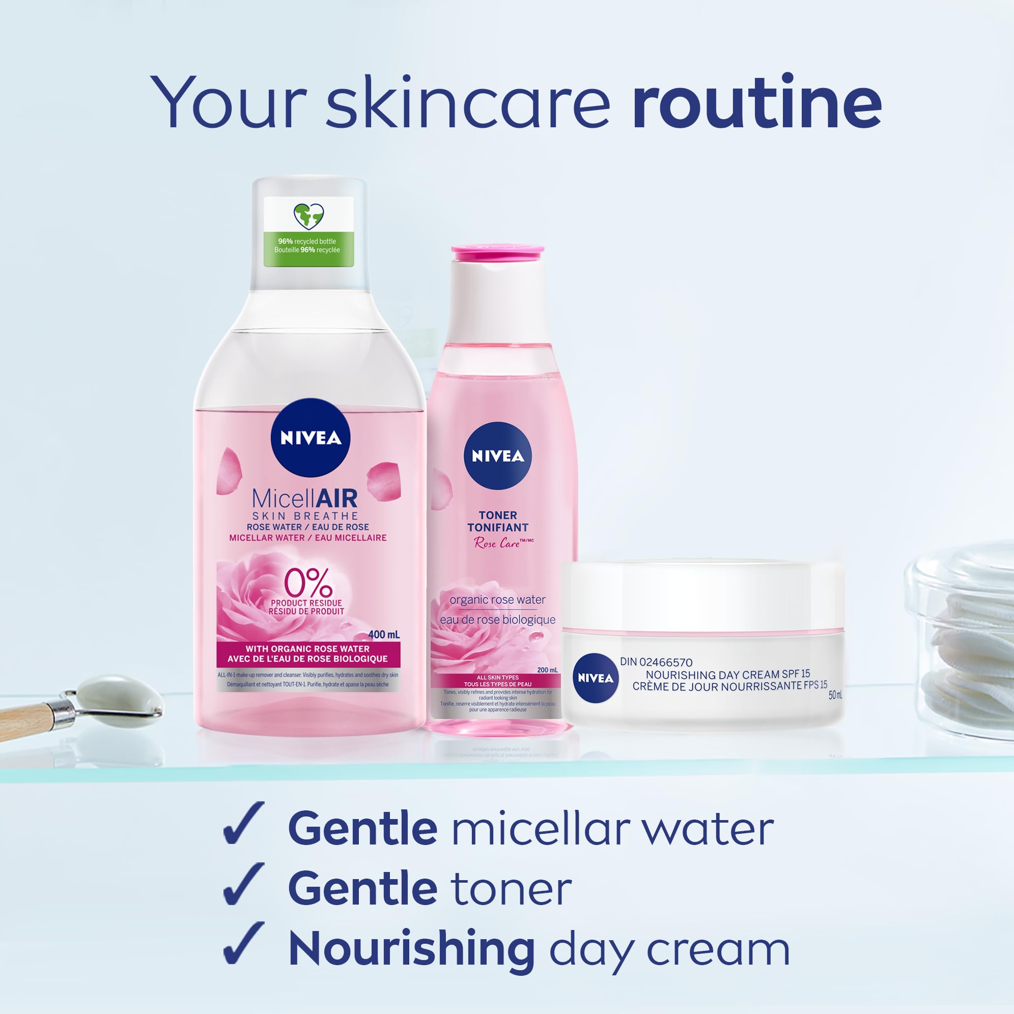 NIVEA Desmaquillante de ojos, suave al contacto, se retira con algodón fácilmente.