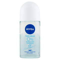 NIVEA desodorante rodillo Fresco Natural sin aluminio para piel sensible y uso diario.
