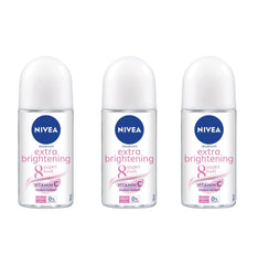 NIVEA Extra Brightening Flavor roll-on 3-pack front view for long-lasting freshness