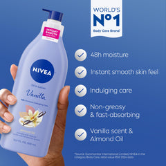 Frasco NIVEA muestra aroma vainilla indulgente para relajación