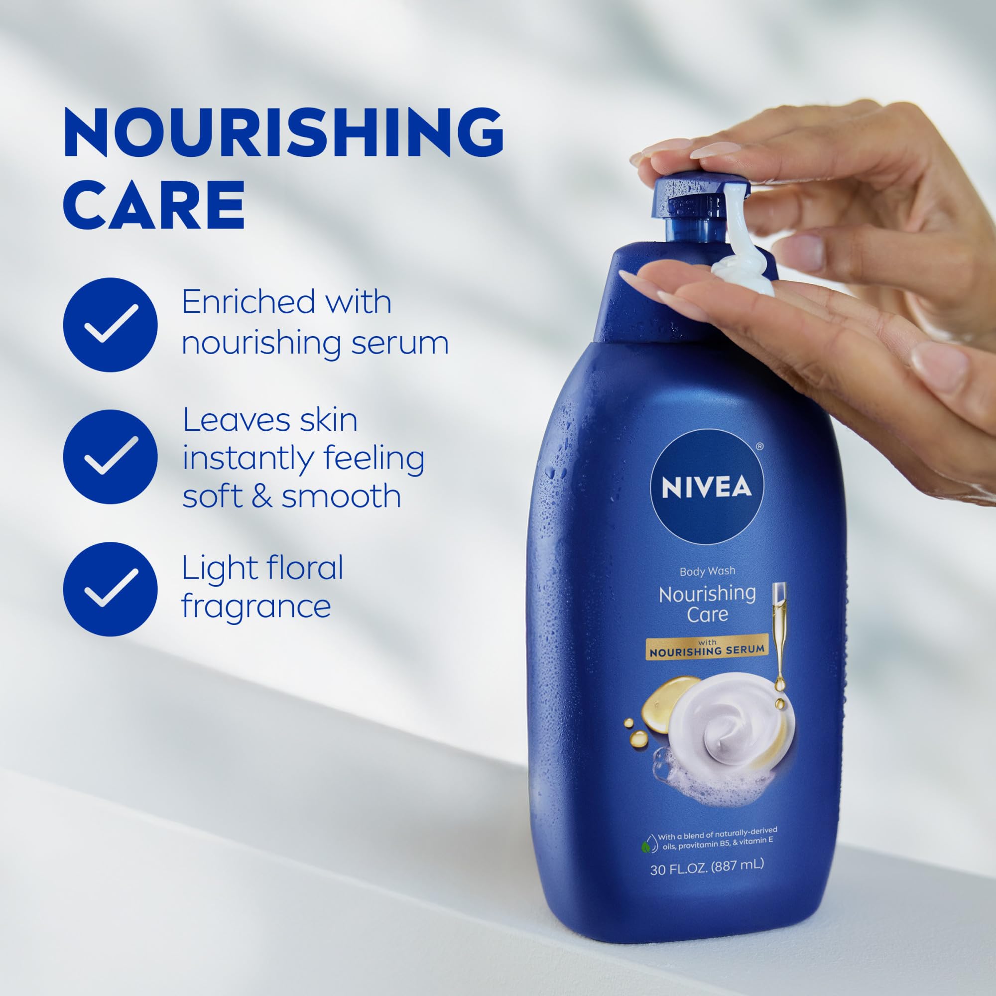 NIVEA hidratación de larga duración para piel suave tras la ducha.