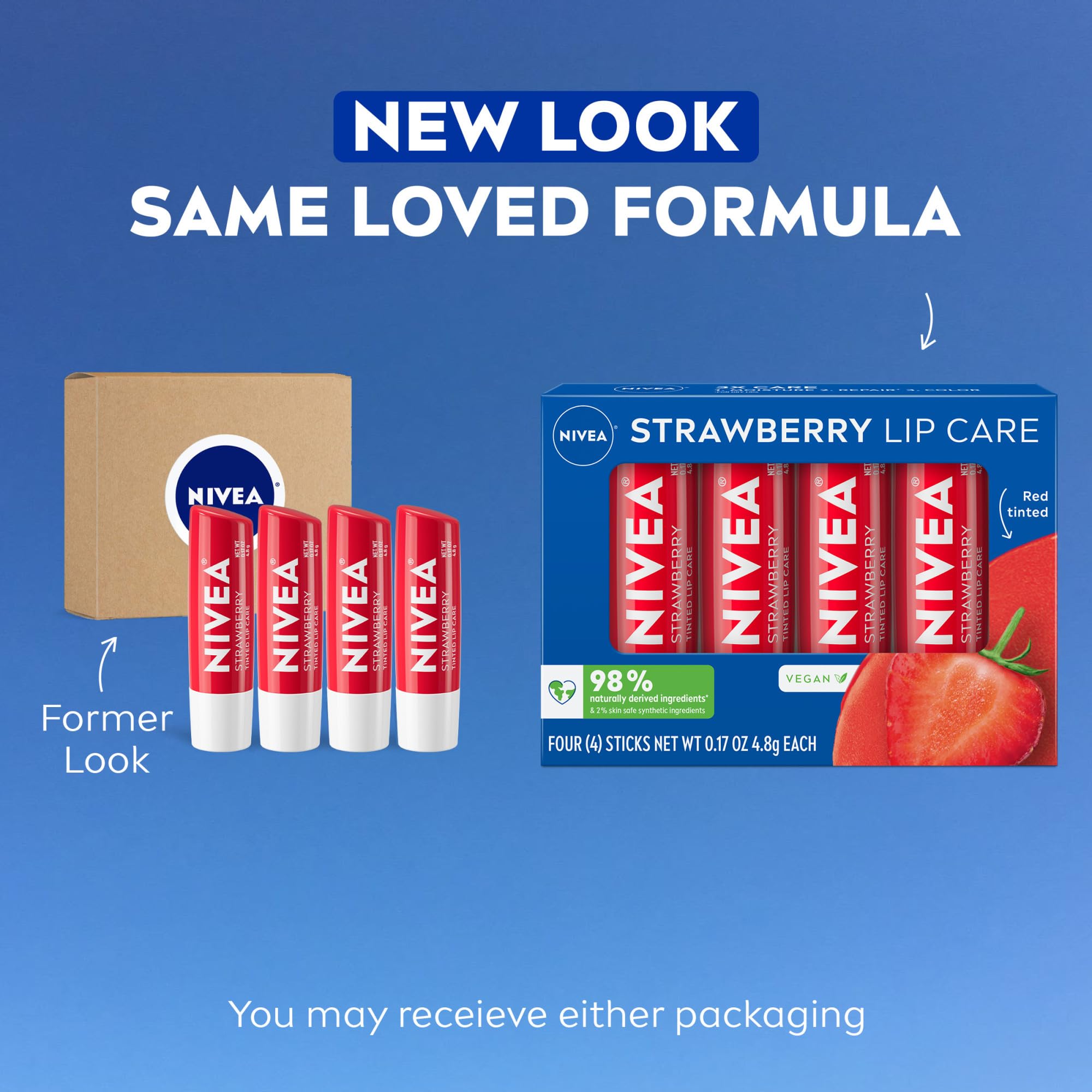 NIVEA Labial Rojo Tinte; brillo sutil y acabado cremoso.