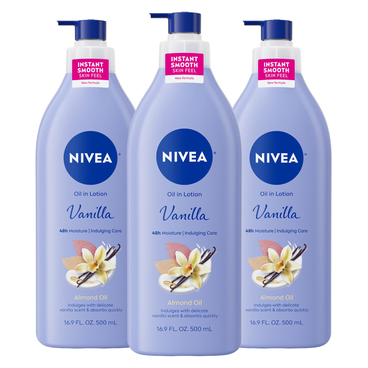 NIVEA Loción con aceite vainilla y almendra en botella para uso diario suave