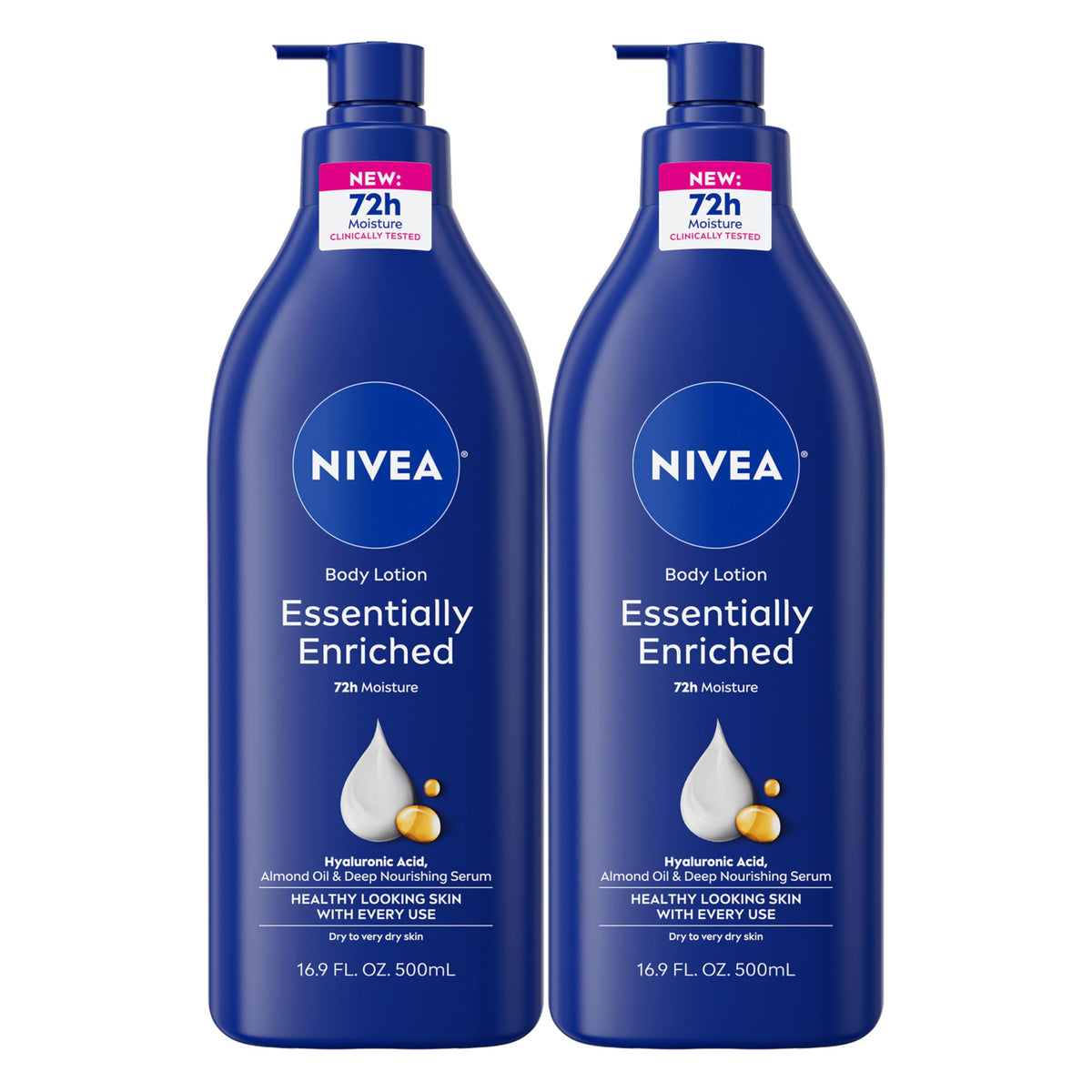NIVEA loción enriquecida en bote para hidratación duradera.