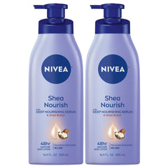 Loción corporal suave de NIVEA con manteca de karité para hidratación diaria.
