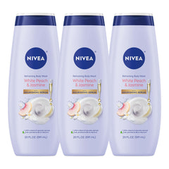 NIVEA melocotón blanco jazmín gel ducha: botella de 590 ml para uso diario.