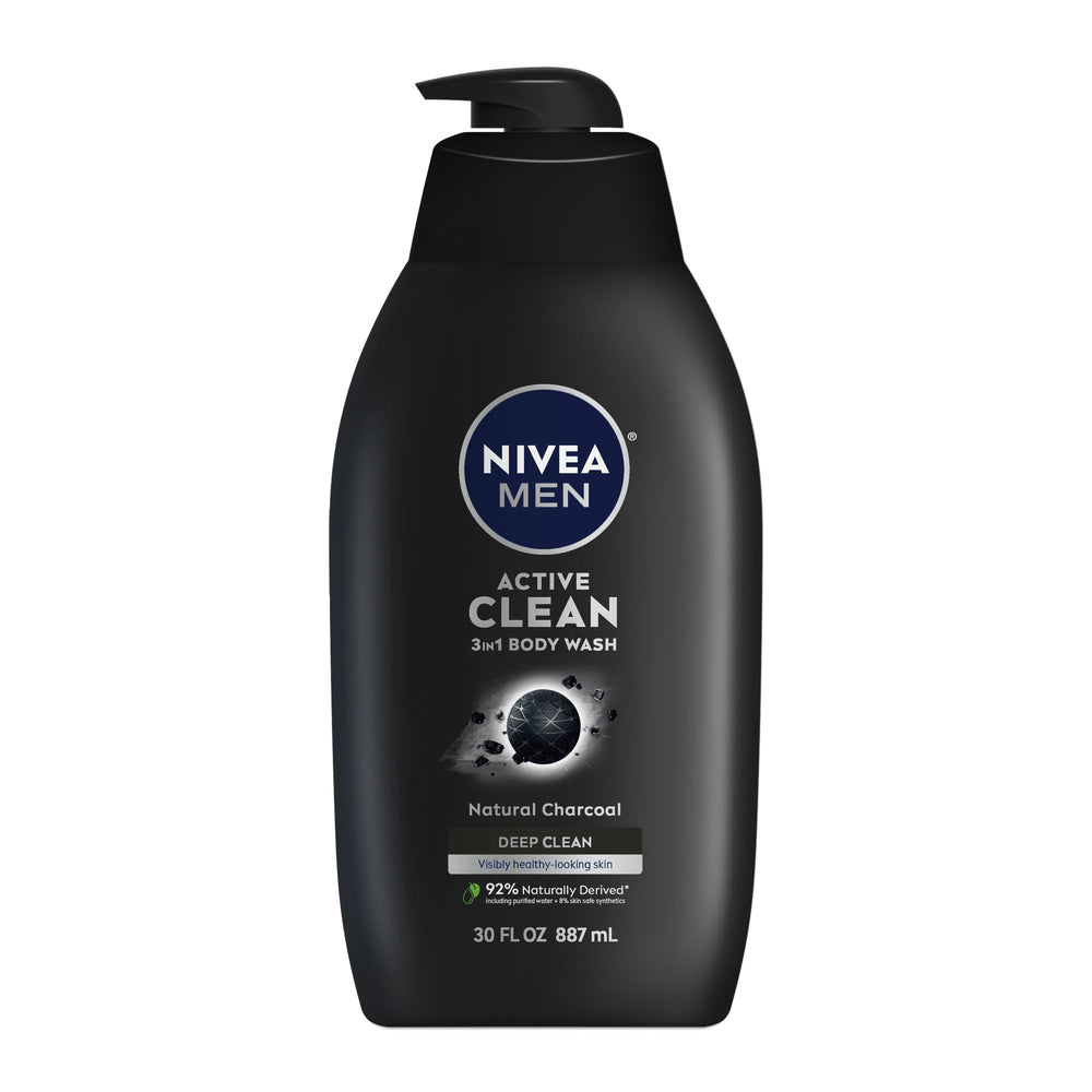 NIVEA MEN Carbón Activo: vertido de gel con carbón natural para limpieza.