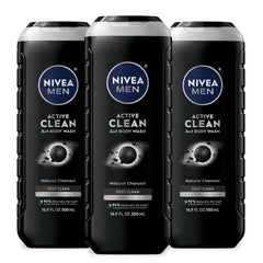 NIVEA MEN Active Clean Carbon Botella: limpieza profunda sin resecar la piel.