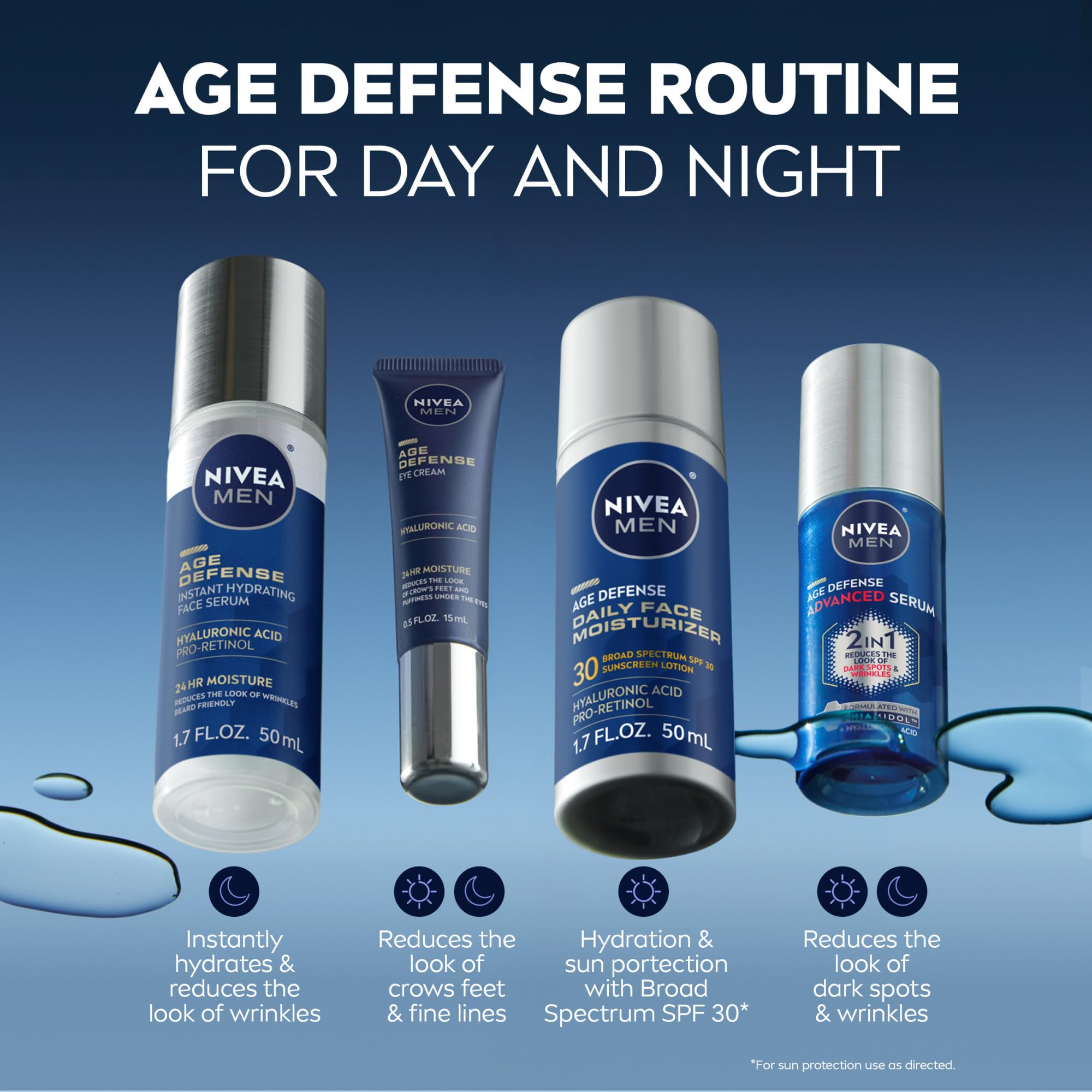 NIVEA MEN Age Defense dermatologicamente-probado: adecuada para piel sensible masculina.