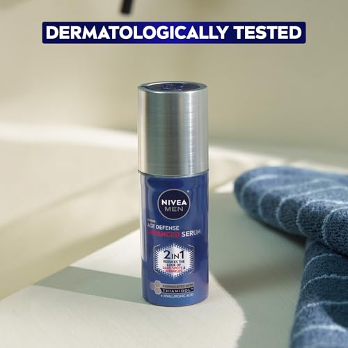 NIVEA MEN Age Defense Serum: presentación de 30 mL, formato práctico.