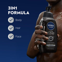 NIVEA MEN Carbón Activo: carbón natural que ayuda a eliminar impurezas visibles.