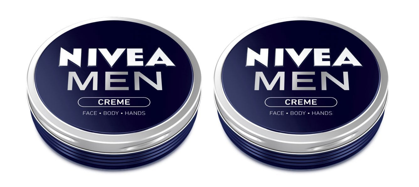 NIVEA MEN CREME en lata de 75 ml, vista frontal para hidratación diaria.