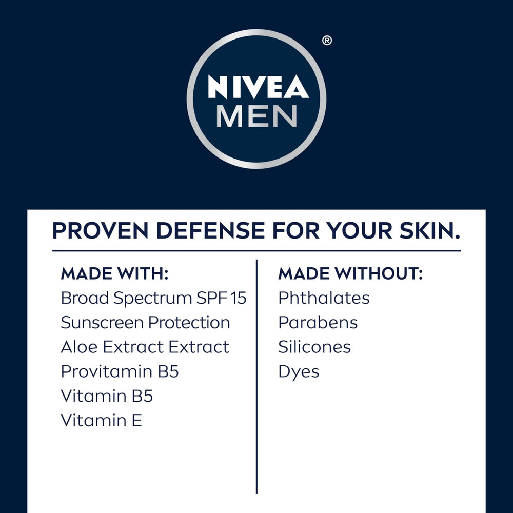 NIVEA MEN daily skincare routine setup on bathroom shelf.