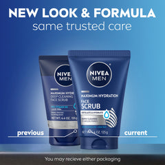 Foaming cleanser texture from NIVEA MEN scrub, shown on wet skin.