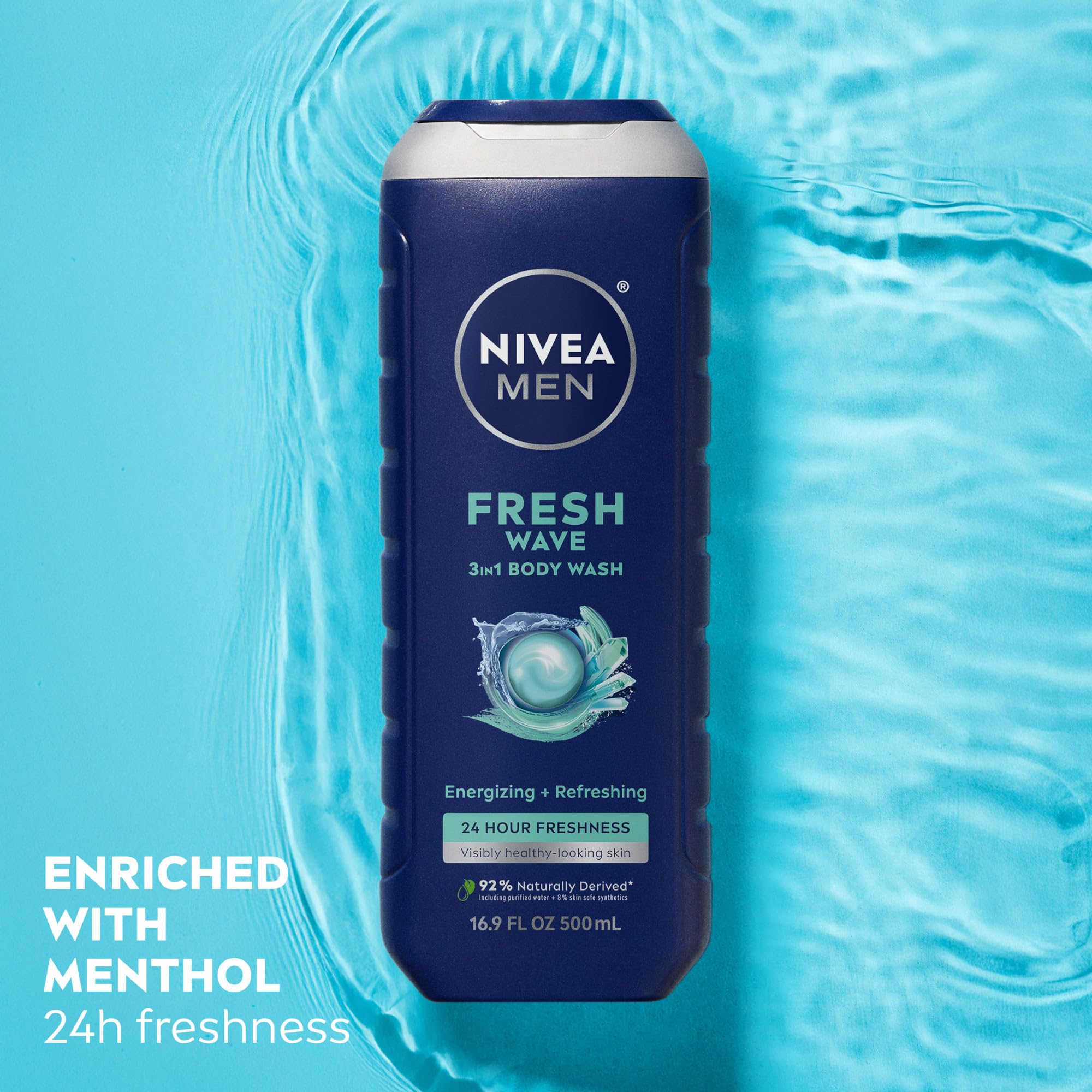 NIVEA MEN Fresh Wave: pack Tres-en-uno para rostro, cabello y cuerpo.