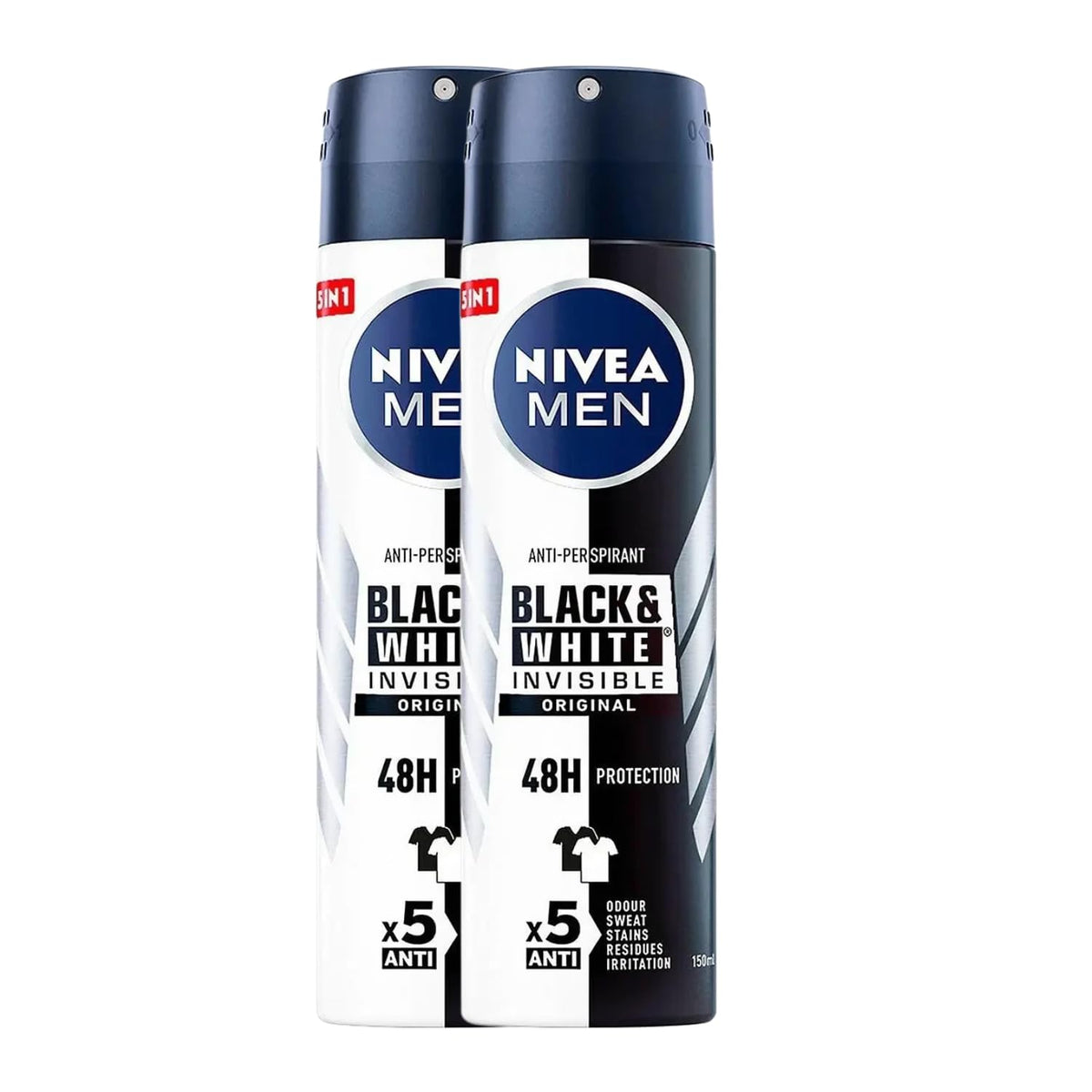 NIVEA Men Invisible para Negro y Blanco Original, desodorante en aerosol 150 ml, protege la ropa.