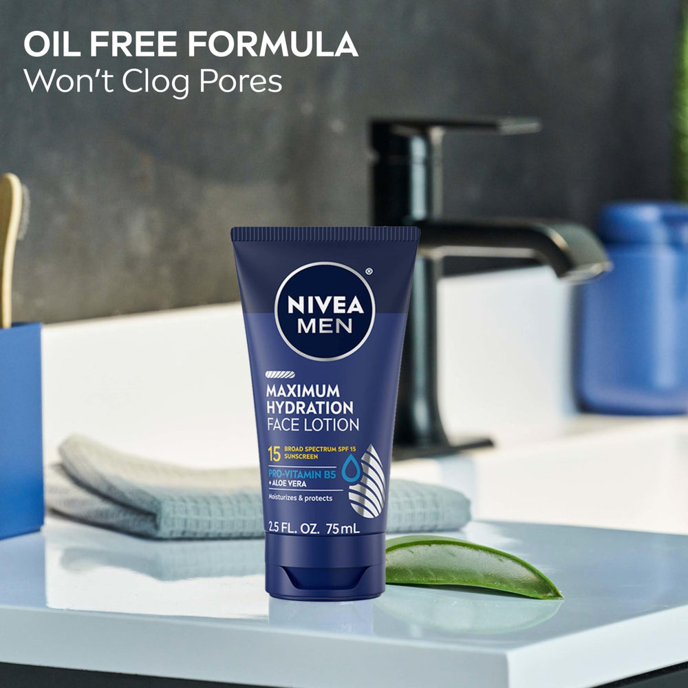 NIVEA MEN lotion massaged into facial skin for smooth absorption.