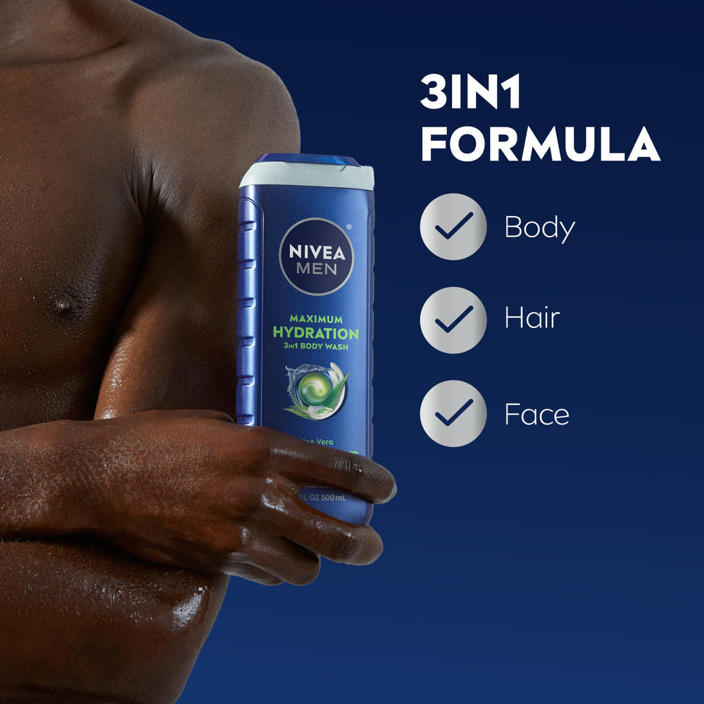 NIVEA MEN Máxima Hidratación Tres-en-Uno: uso en cuerpo, rostro y cabello