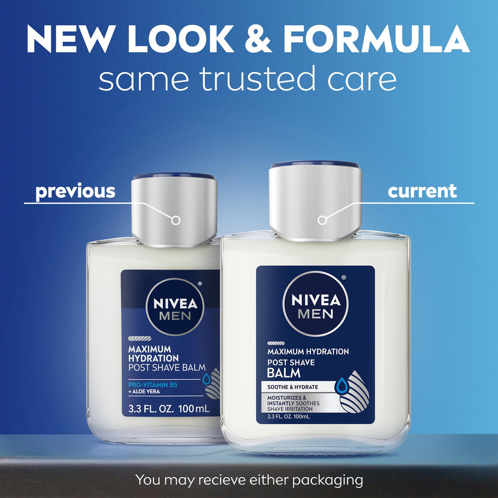 NIVEA MEN bottle closeup shows fast absorbing formula for non-greasy skin