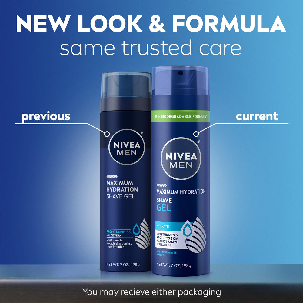 NIVEA MEN Maximum Hydration Shave Gel application foaming texture close-up.