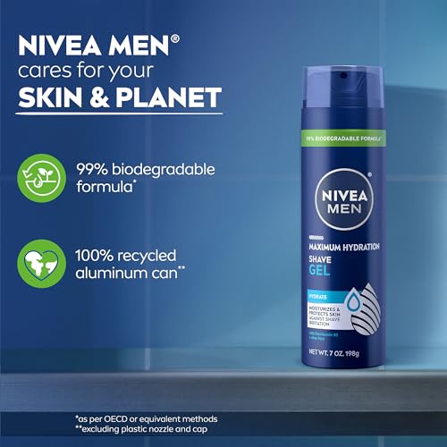 NIVEA MEN Maximum Hydration Shave Gel rich lather cushions razor.