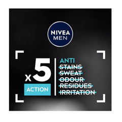 Protección contra manchas blancas y amarillas en ropa negra y blanca con NIVEA Men Invisible.
