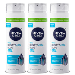 NIVEA MEN Sensitive Cool Shave Gel bottle for sensitive skin with chamomile.