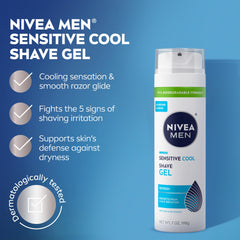 Lathered gel from NIVEA MEN Sensitive Cool Shave Gel for quick, close shave.