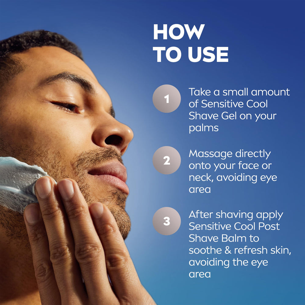 NIVEA MEN Sensitive Cool Shave Gel softens facial hair for smoother glide.