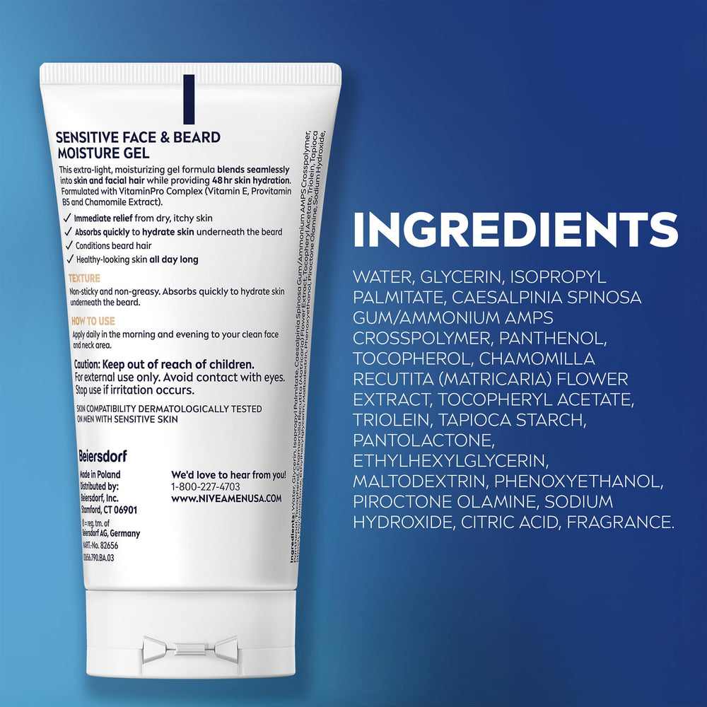 Three-tube pack of NIVEA MEN Sensitive Face and Beard Moisture Gel