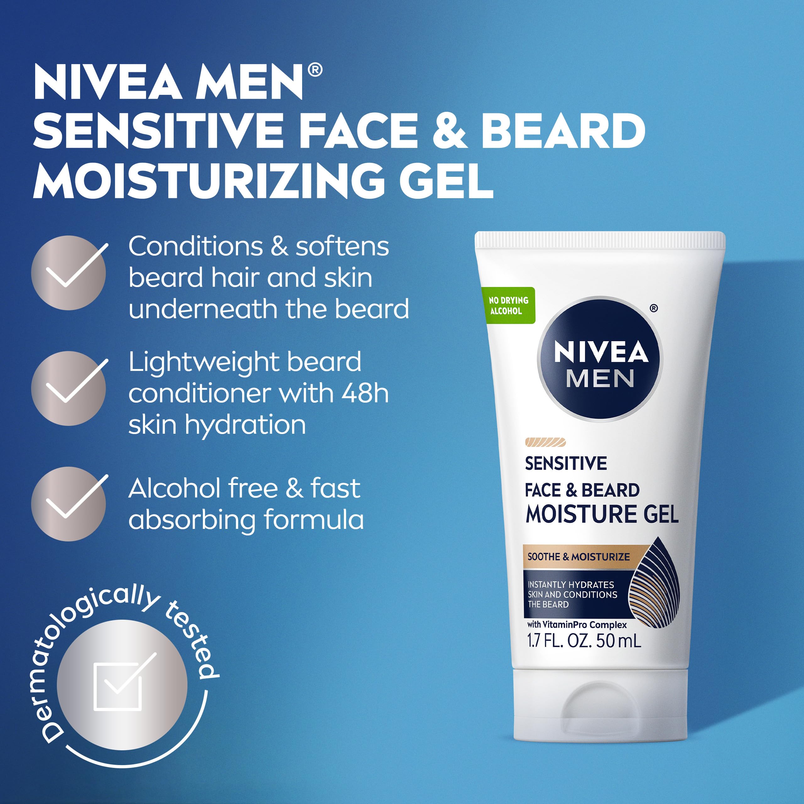 Beard area application demonstrates lightweight, non-greasy absorption by NIVEA MEN