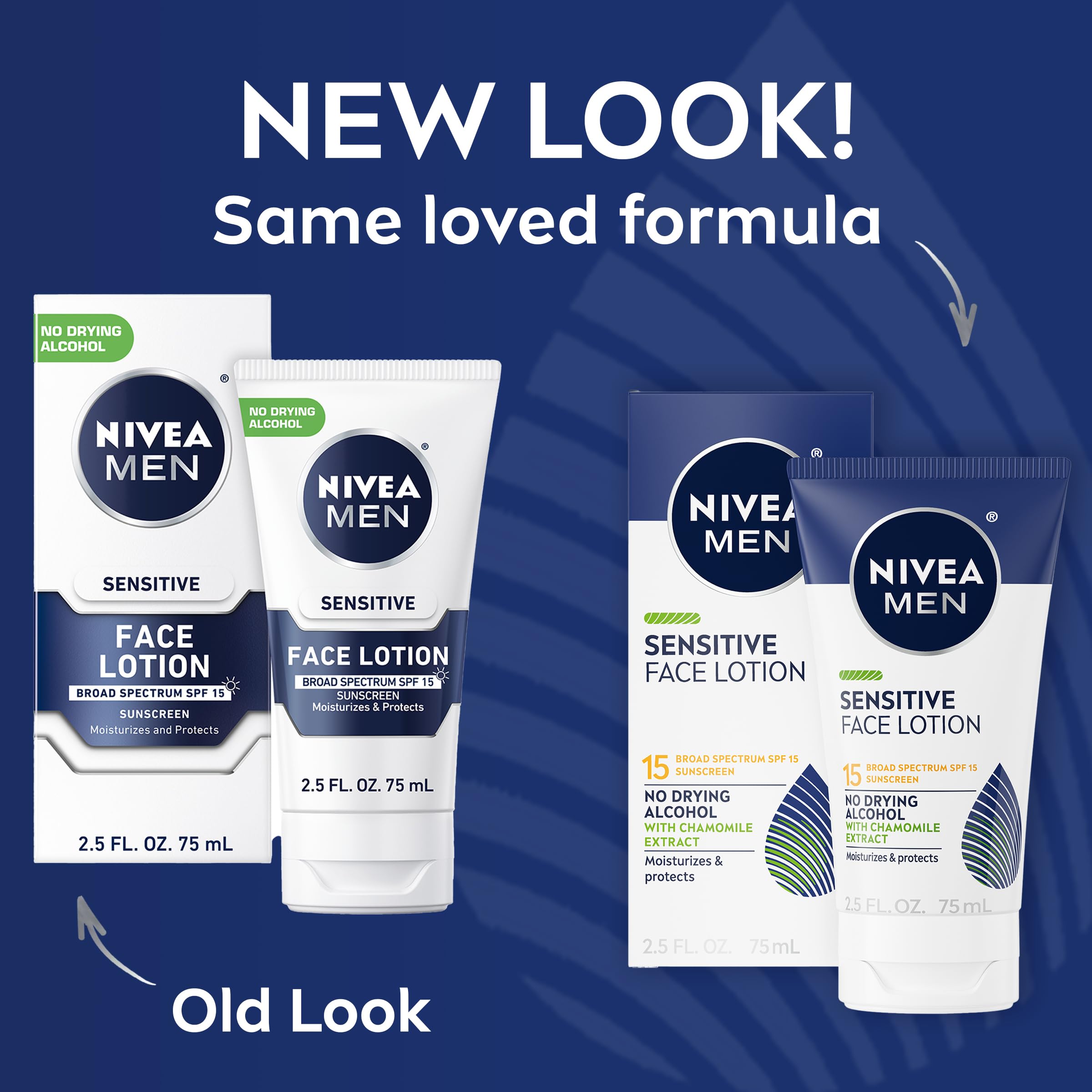 NIVEA MEN Sensitive with chamomile and witch hazel botanicals illustration.