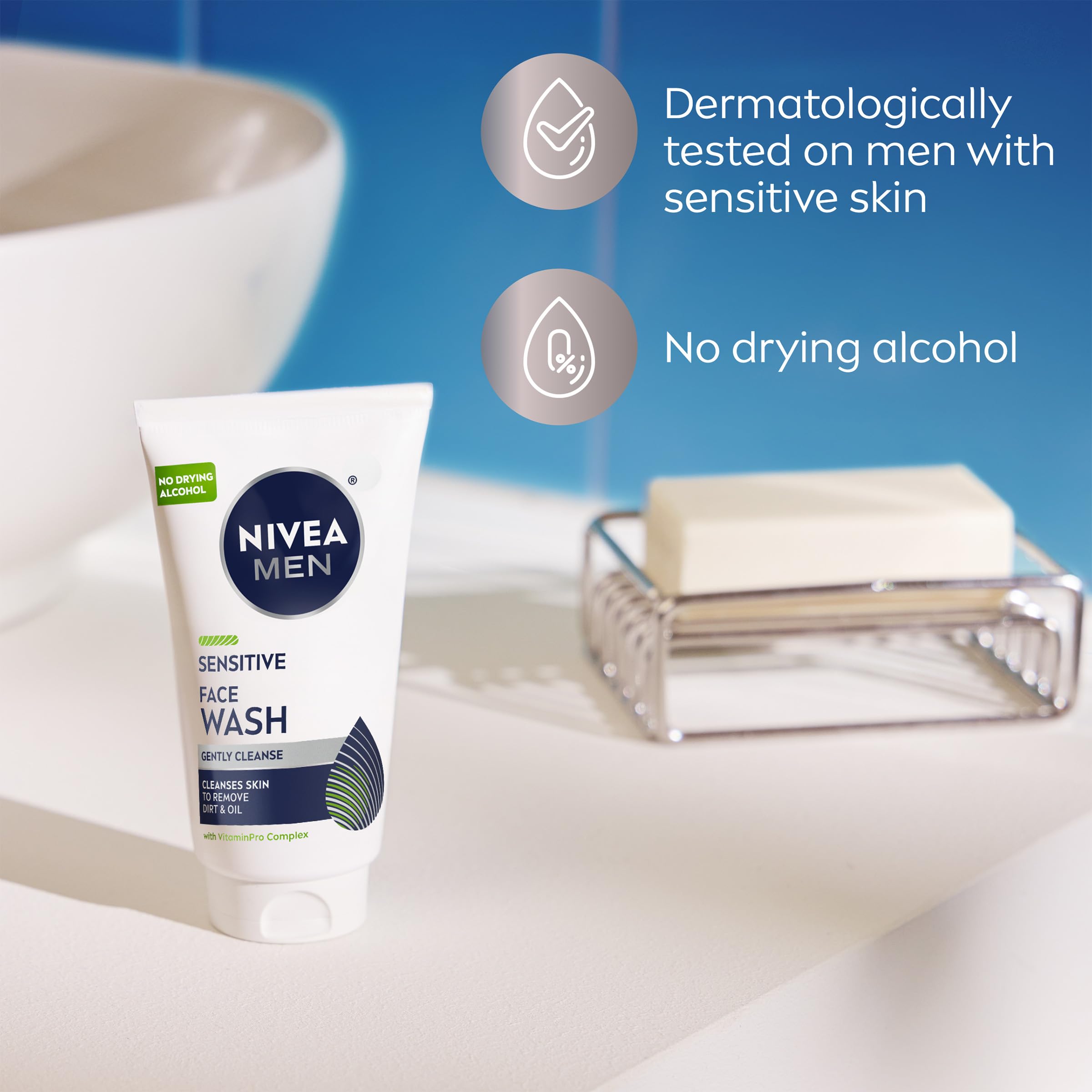 Vitamin E and Chamomile in NIVEA MEN Sensitive Face Wash for soothing care