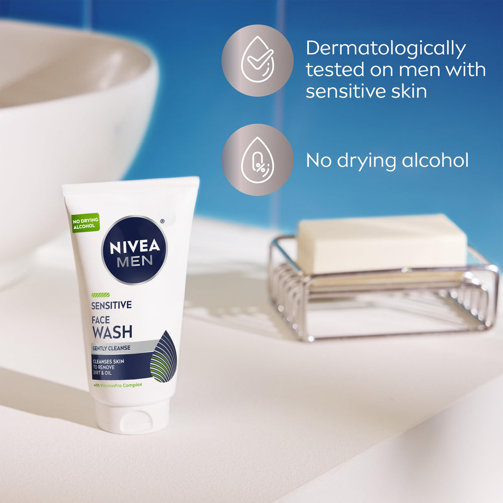 Vitamin E and Chamomile in NIVEA MEN Sensitive Face Wash for soothing care
