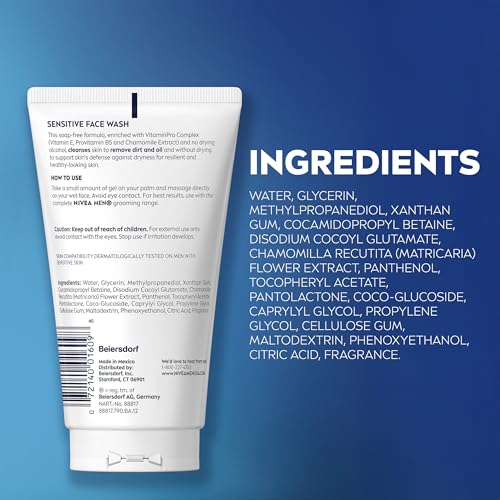 Applying NIVEA MEN Sensitive Face Wash on the face for cleansing