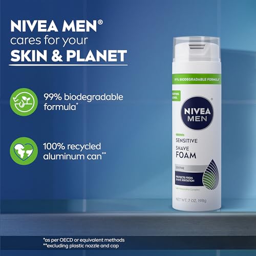 NIVEA MEN Sensitive Shave Foam pairs with face wash for a complete routine.