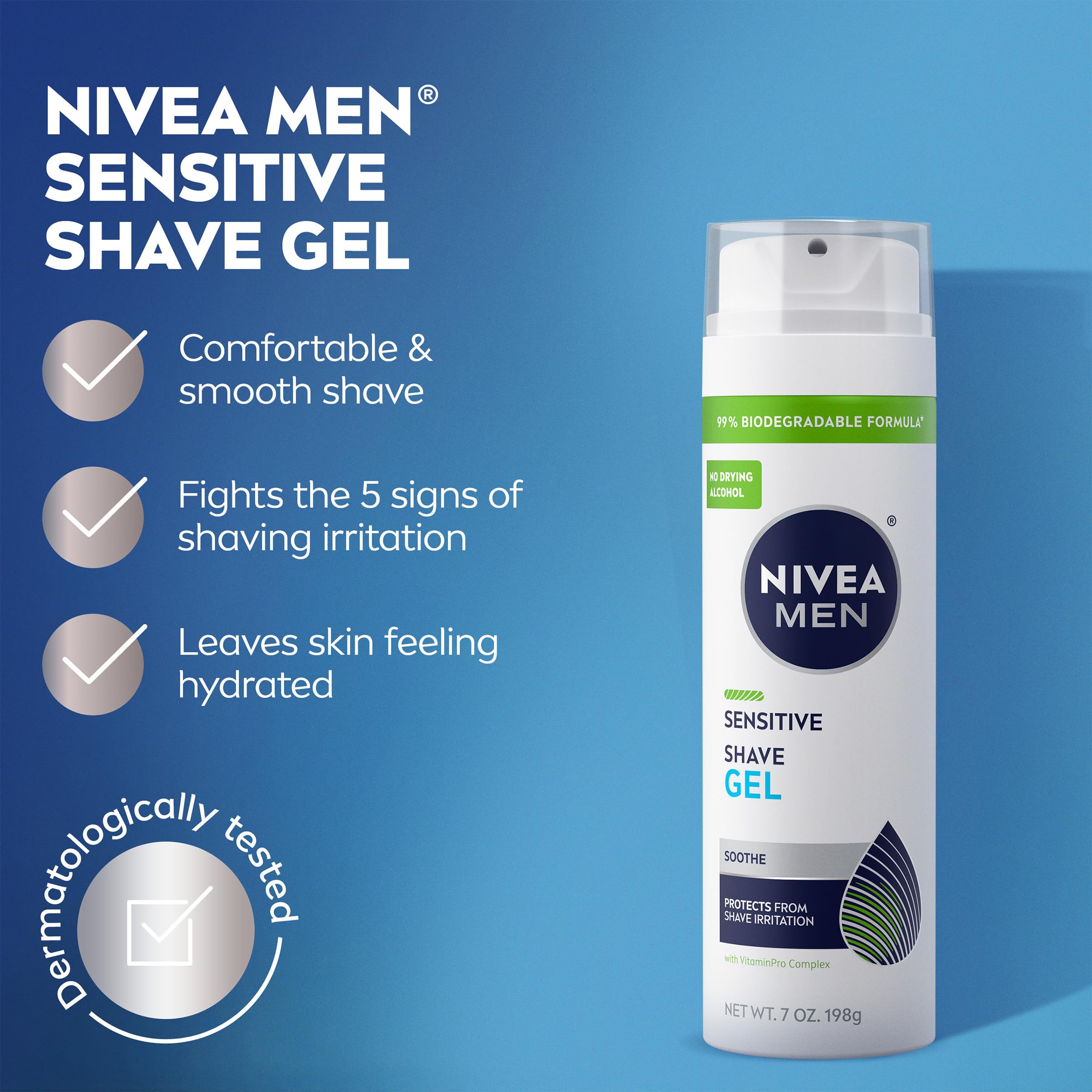 NIVEA MEN Sensitive Shave Gel creamy lather for close, comfortable shaving
