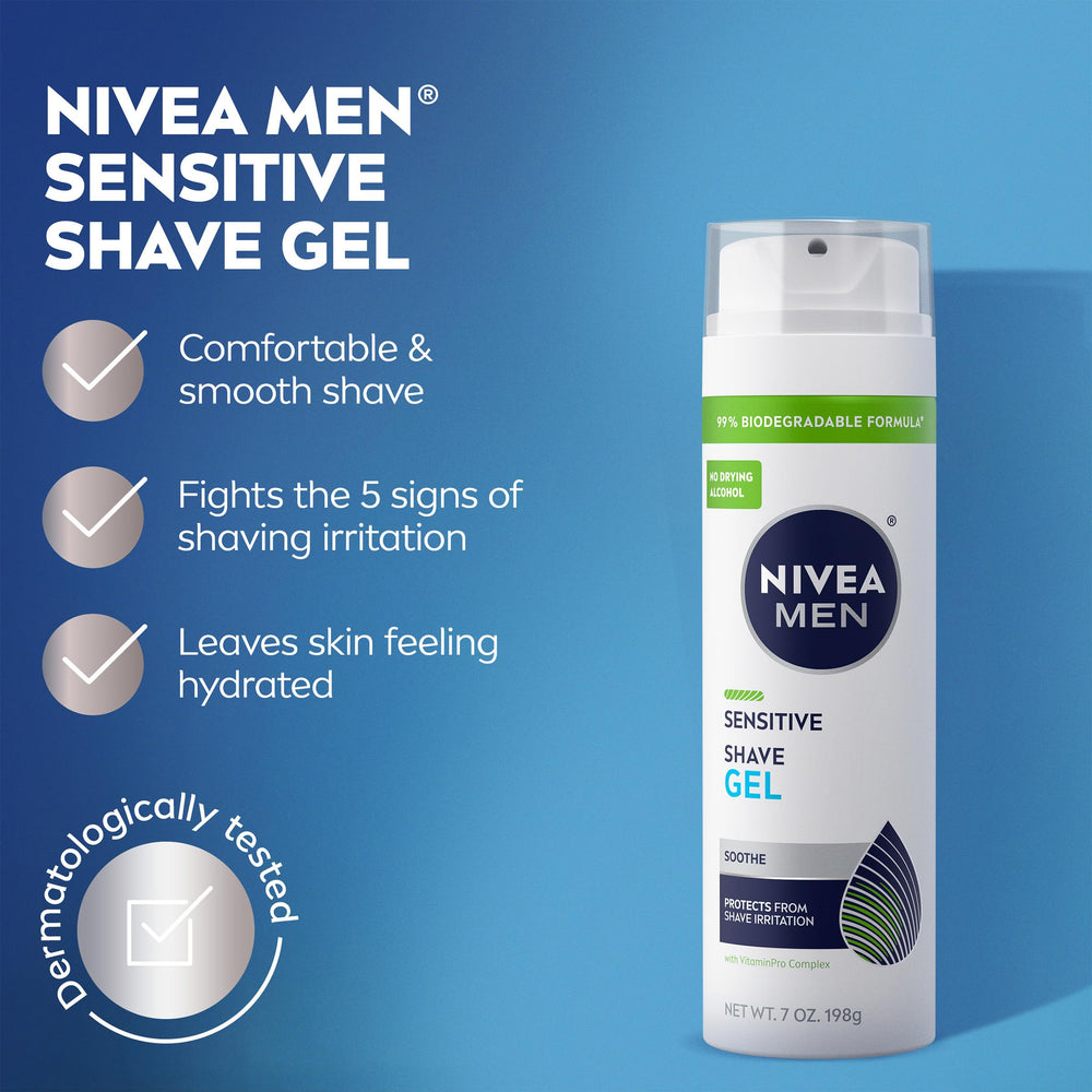 NIVEA MEN Sensitive Shave Gel creamy lather for close, comfortable shaving